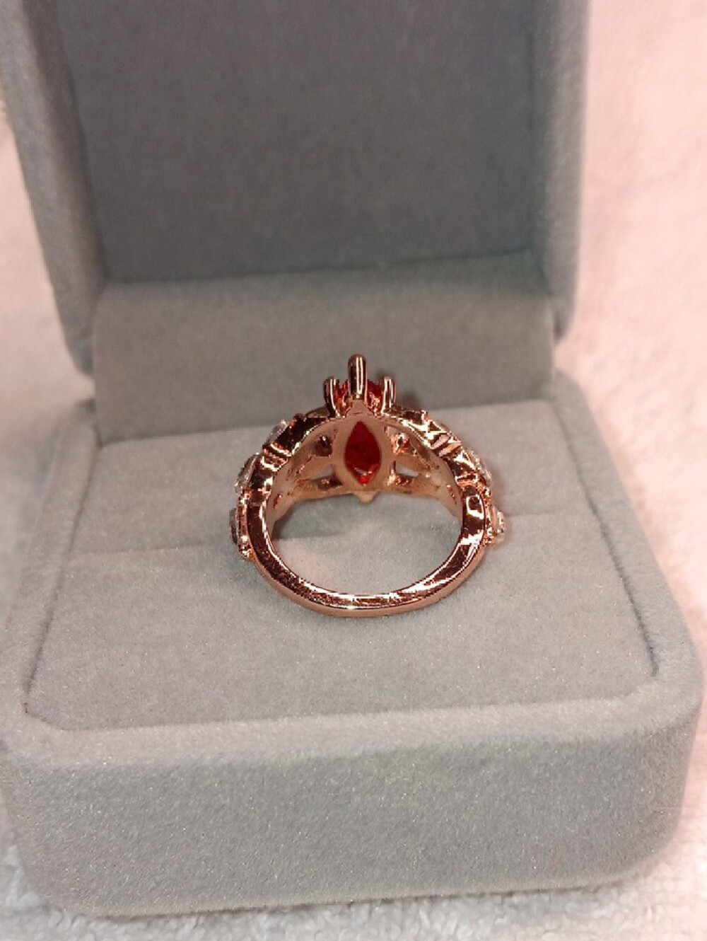 Rose Gold Ring with Red Marquise Stone - Size 6 NWOT - Picture 3 of 5